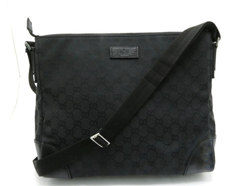 Gucci Shoulder Bag Canvas Black GG